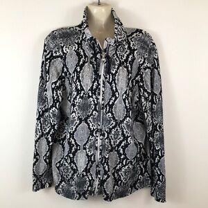 Soma Snakeskin Print Jeweled Zipper Jacket